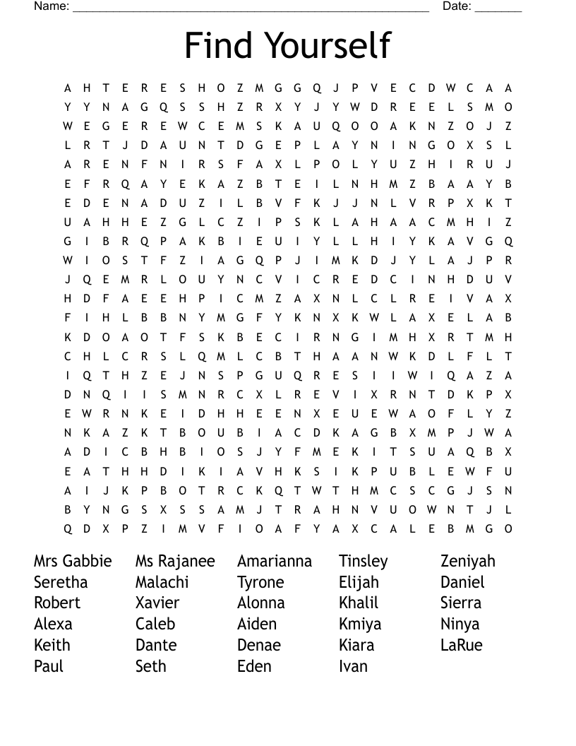 Find Yourself Word Search WordMint