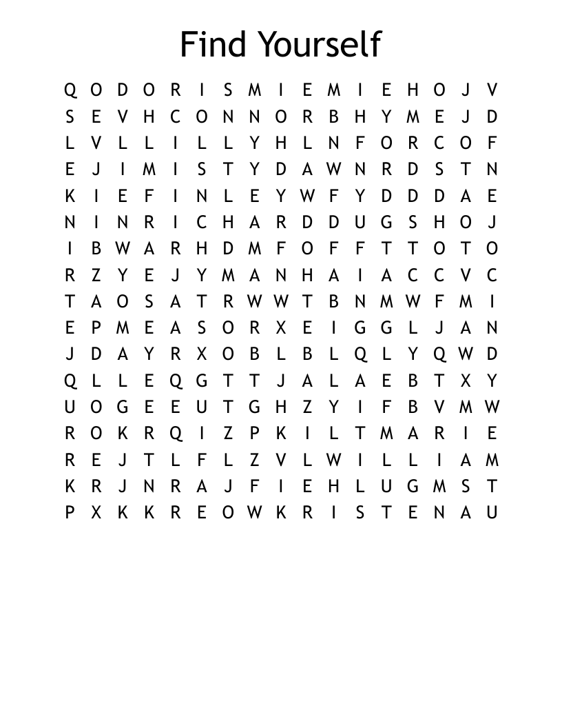 Find Yourself Word Search WordMint