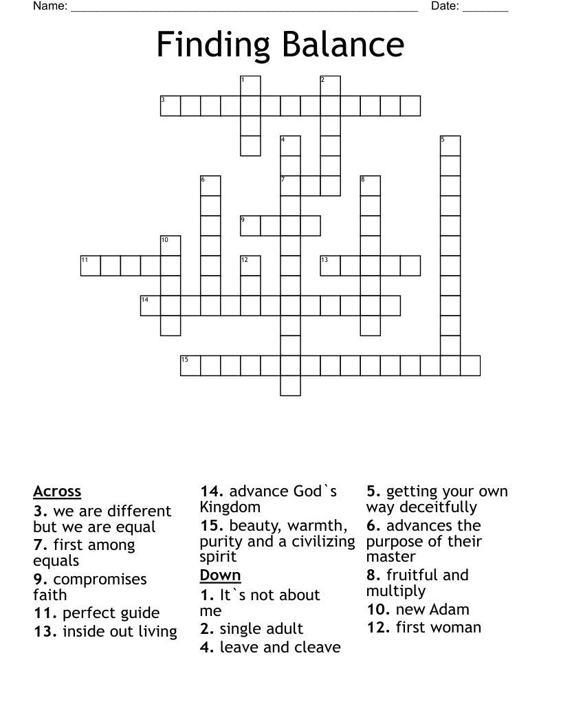 Finding Balance Crossword WordMint
