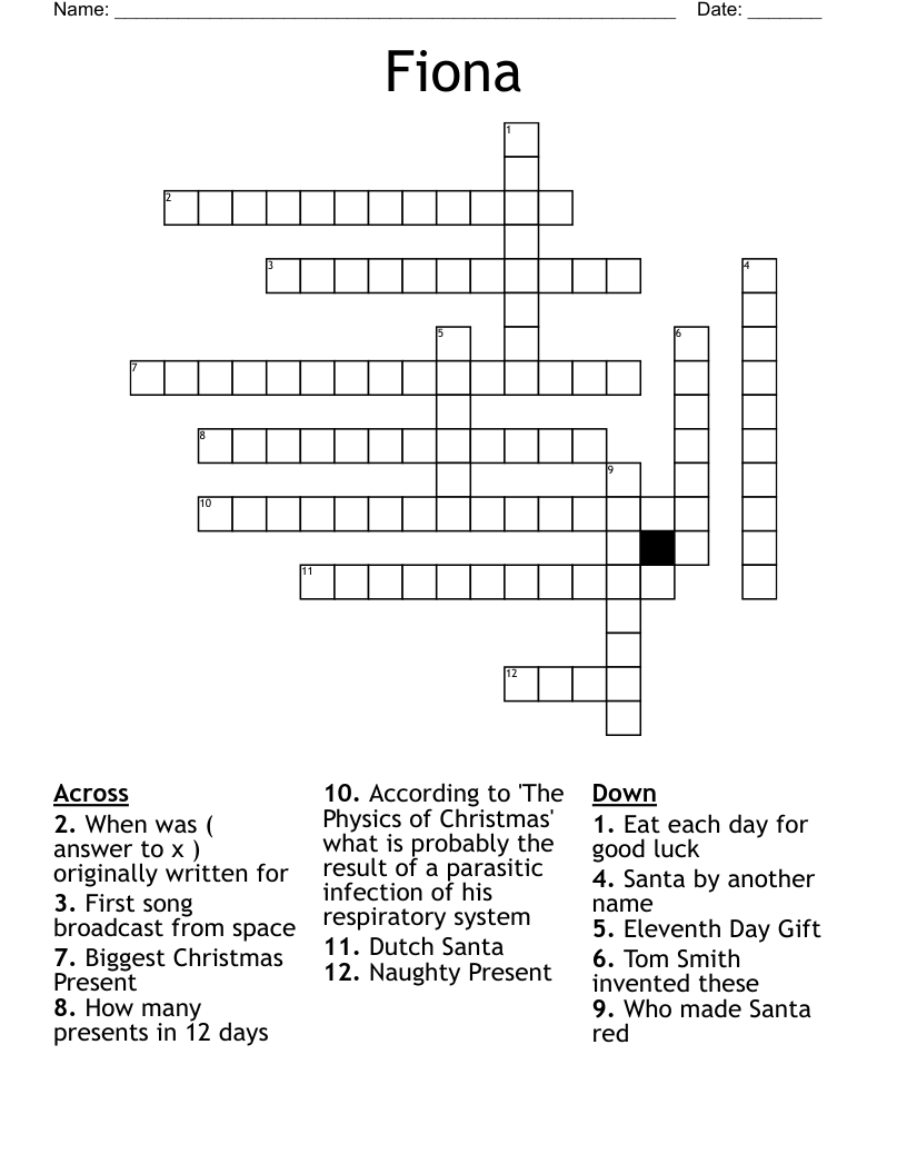 Fiona Crossword WordMint