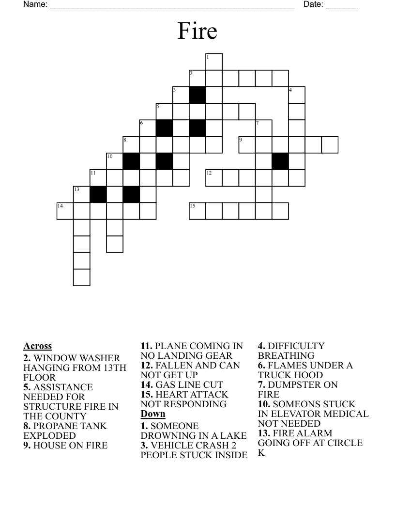 Fire Crossword WordMint