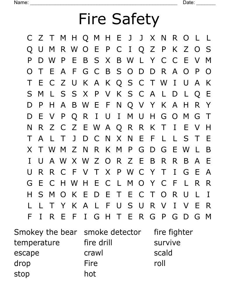 Home Safety Word Search WordMint