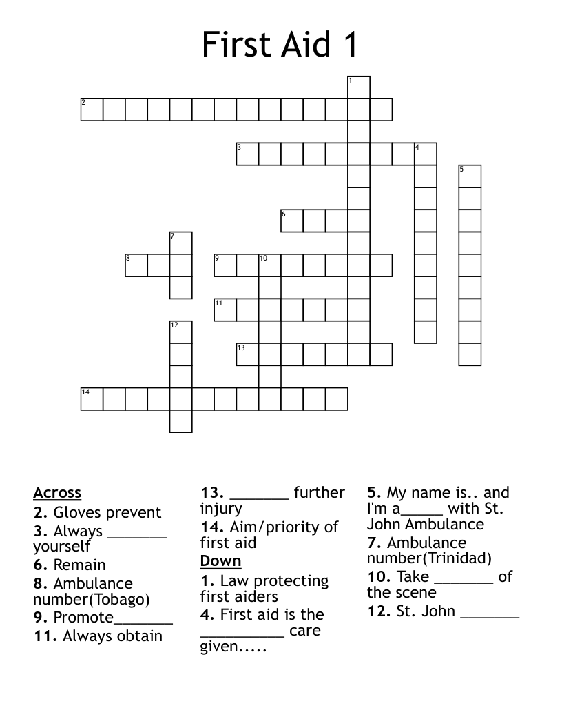 First Aid 1 Crossword WordMint