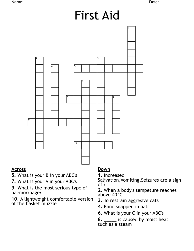 First Aid Crossword WordMint