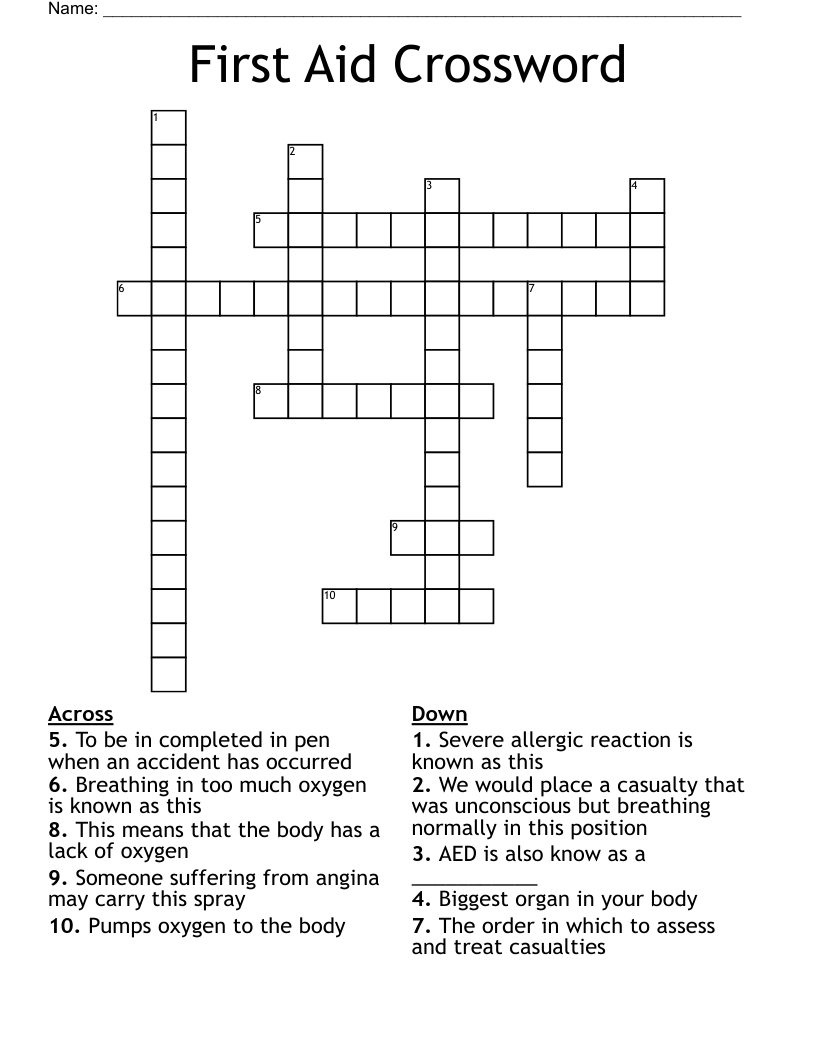 First Aid Crossword WordMint