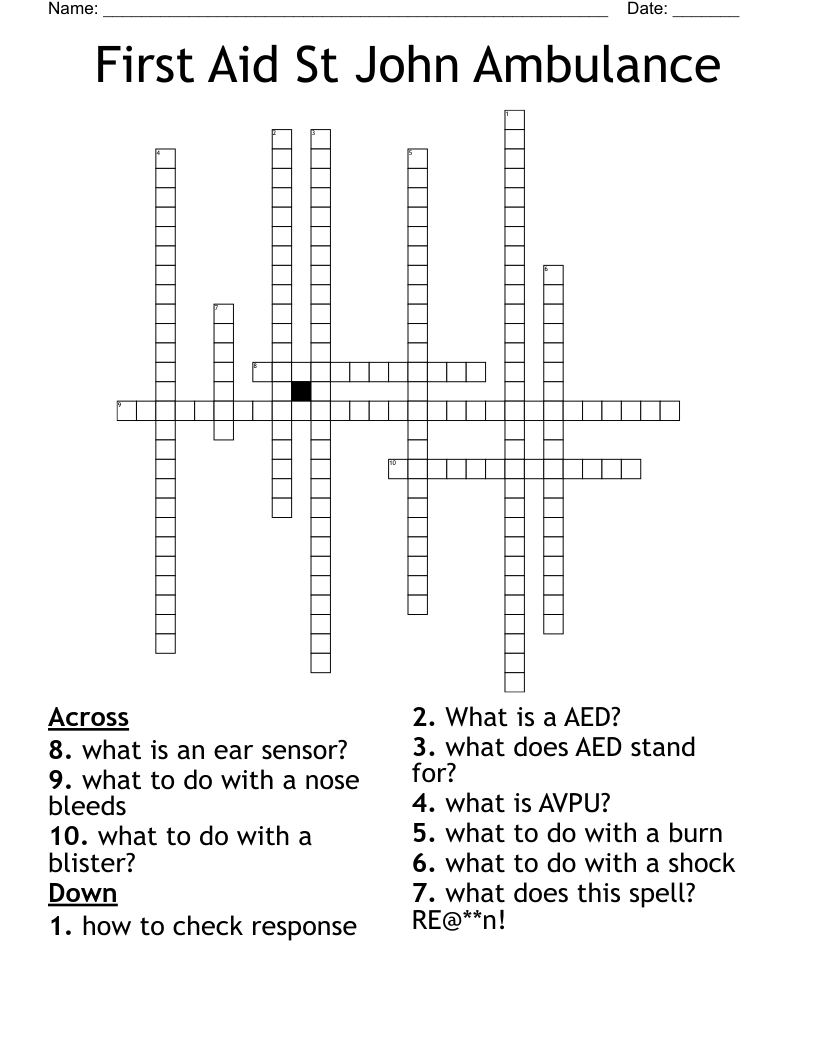 St John Ambulance First Aid Word Search WordMint