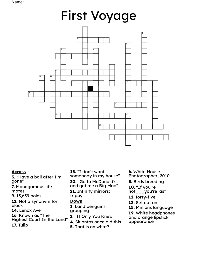 First Voyage Crossword WordMint
