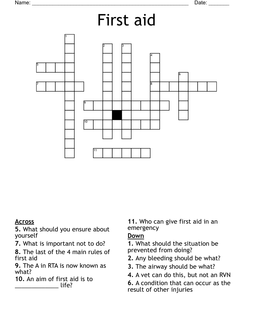First aid Crossword WordMint