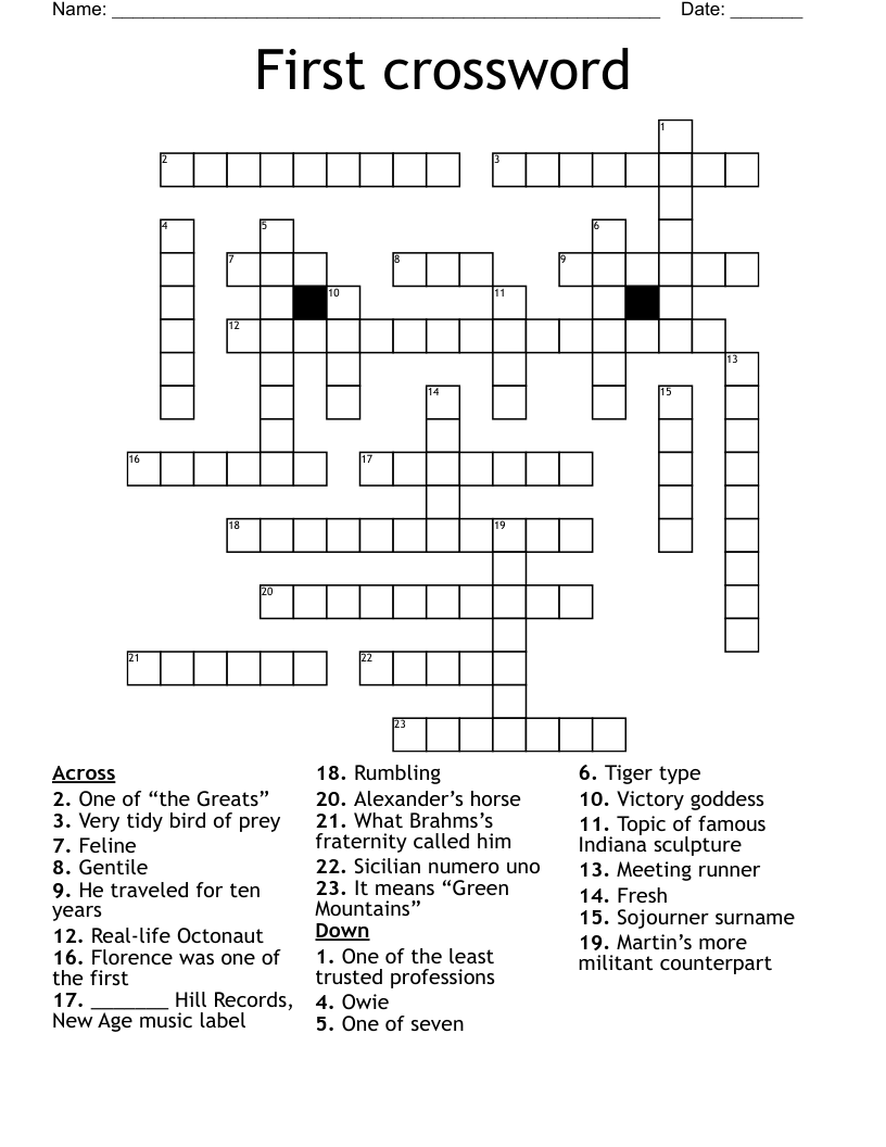First crossword WordMint