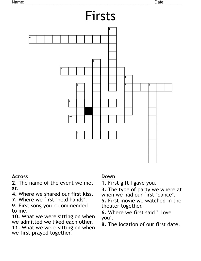 Firsts Crossword WordMint