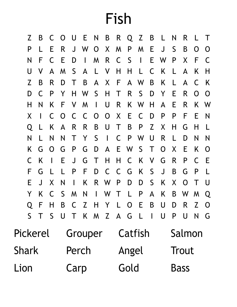 Fish Word Search WordMint