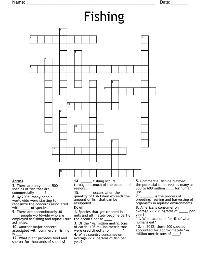 Fishing Crossword WordMint