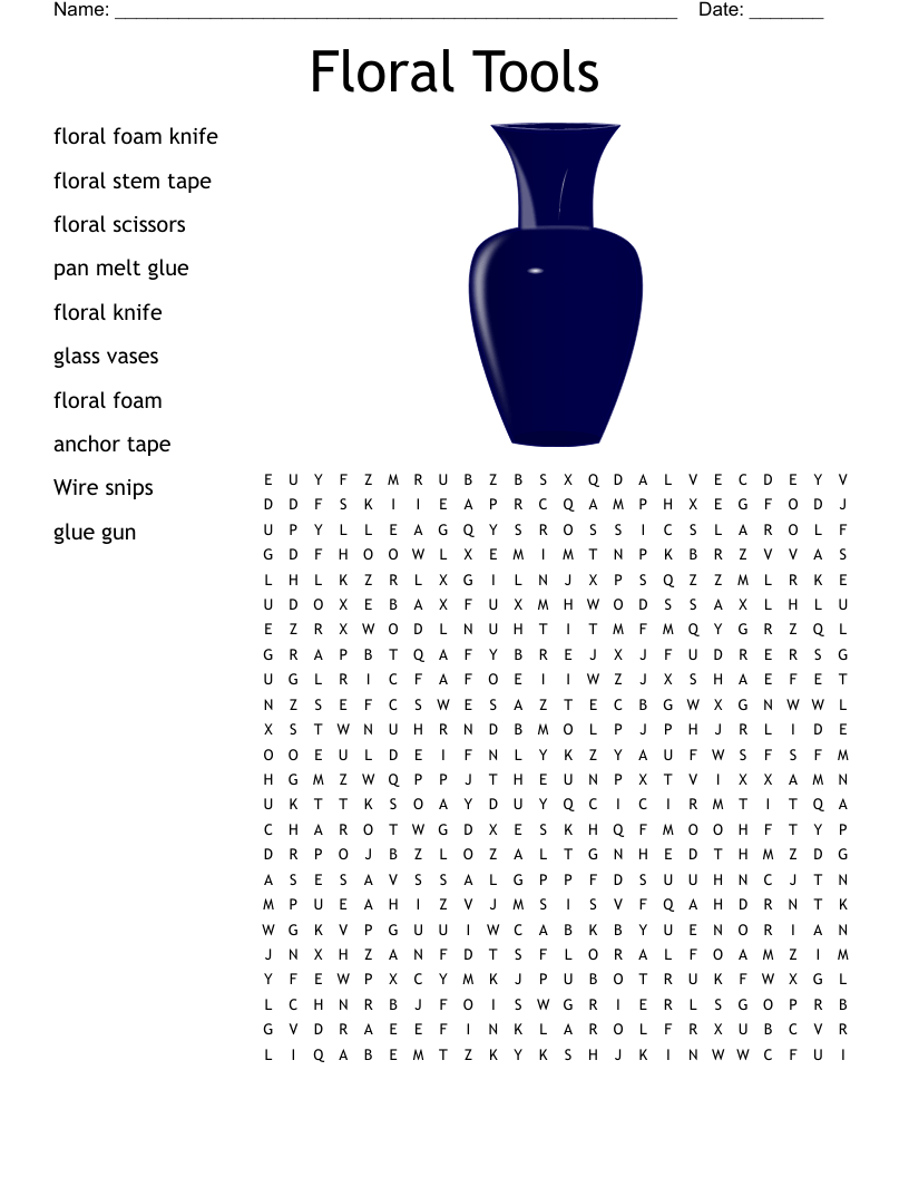 Floral Tools Word Search WordMint