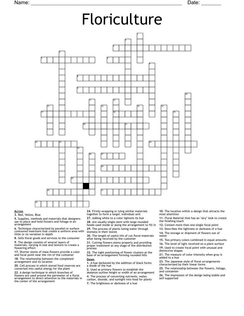 Flower Arrangement Crossword Puzzle Best Flower Site