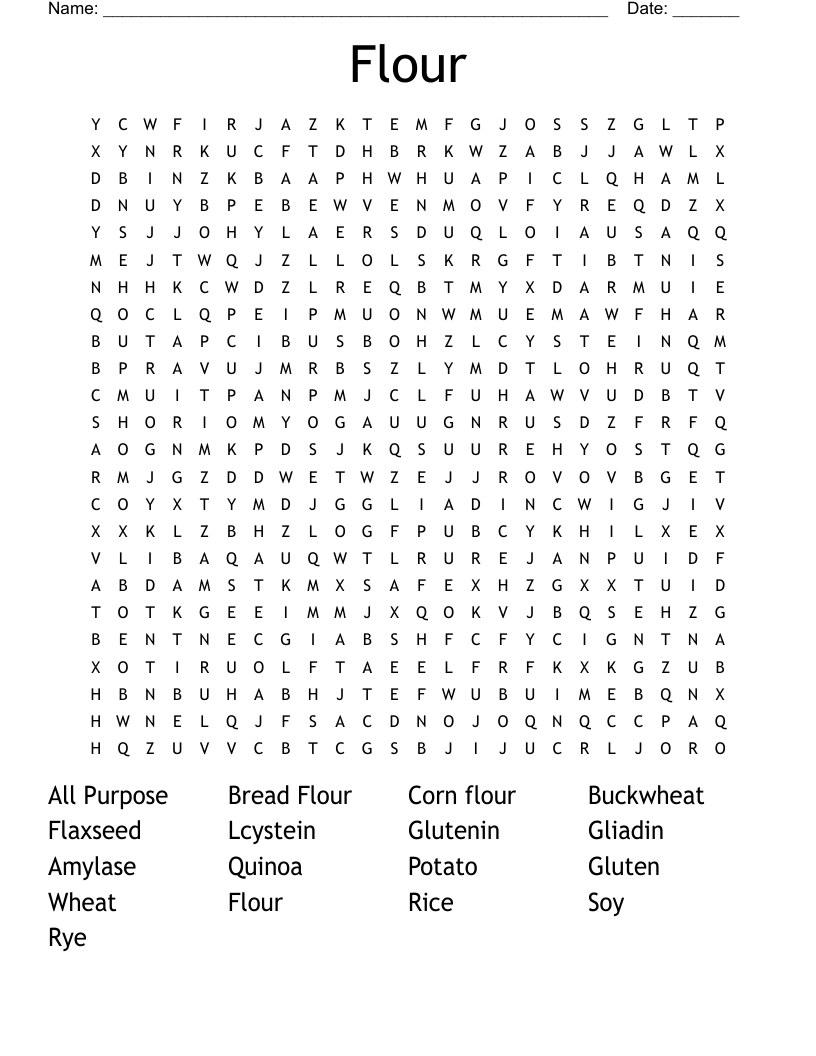 Flour Word Search WordMint