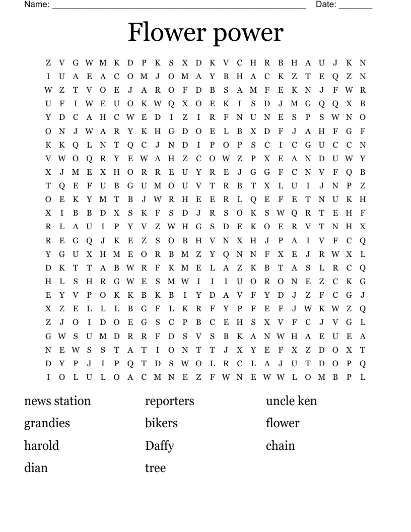 Flower power Word Search WordMint