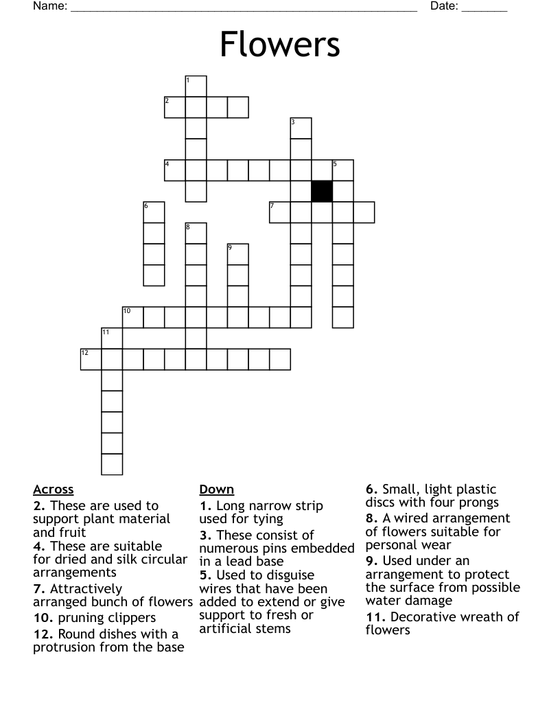 Flowers Crossword WordMint