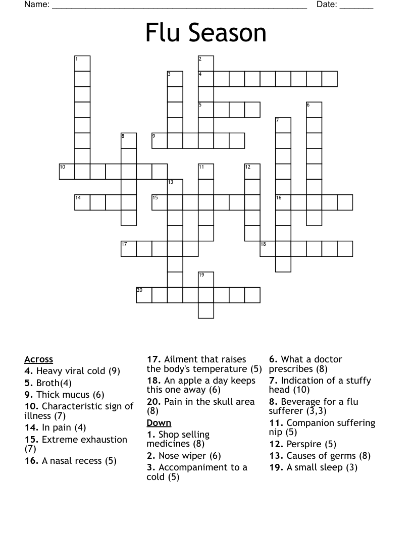 INFLUENZA Word Search WordMint