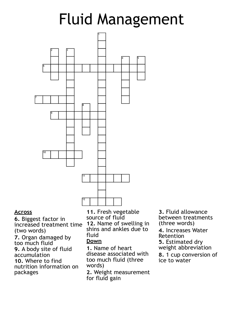 Fluid Management Crossword WordMint