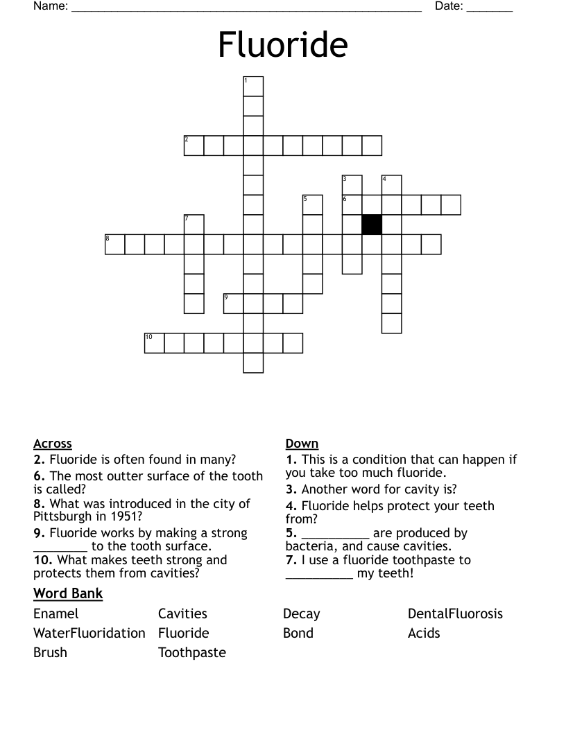 Fluoride Crossword WordMint