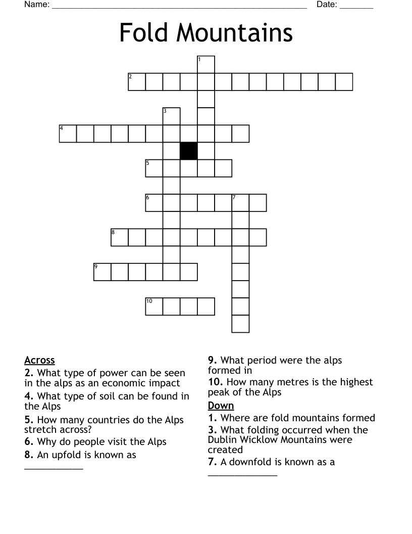 Fold Mountains Crossword WordMint