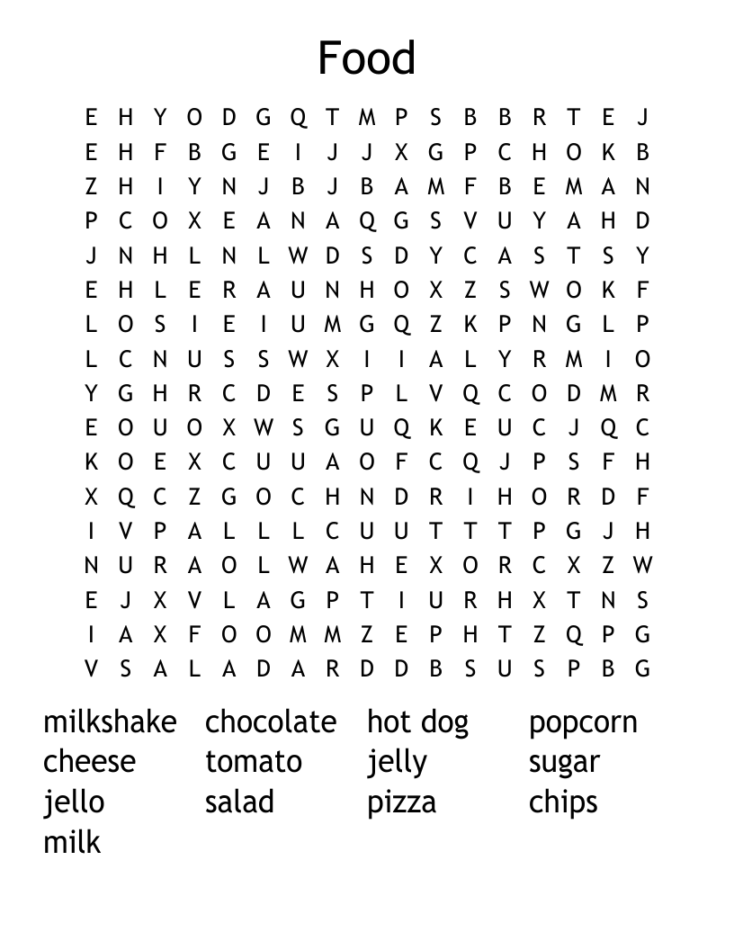 Food Word Search WordMint