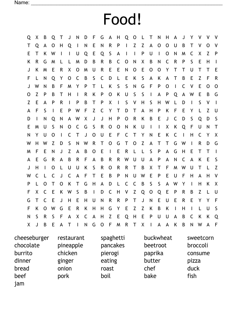 Food! Word Search WordMint