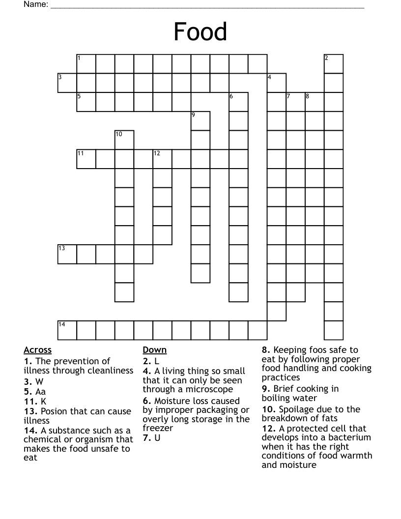 Food Crossword WordMint