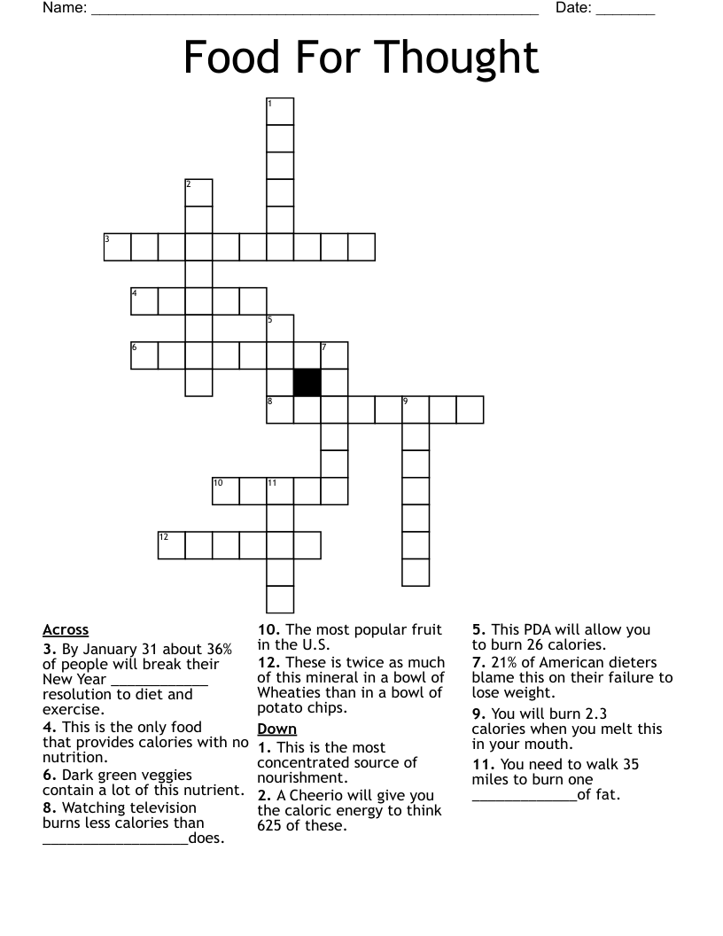 Weight Loss Crosswords, Word Searches, Bingo Cards WordMint