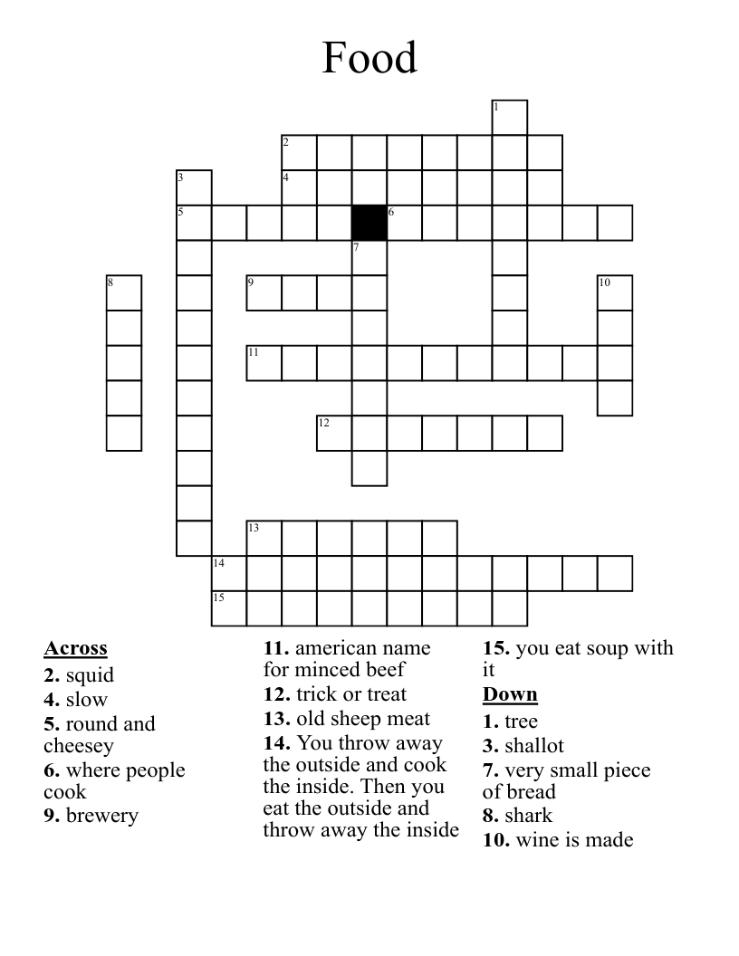 Food Crossword WordMint