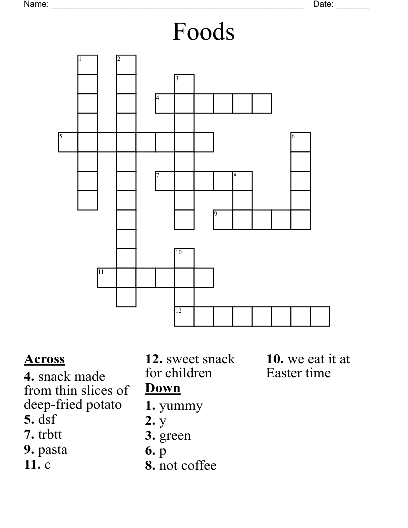 Foods Crossword WordMint