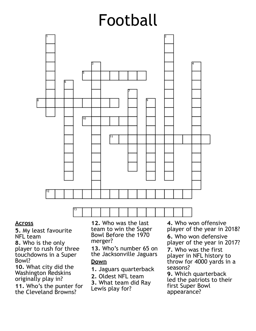 Football Crossword WordMint