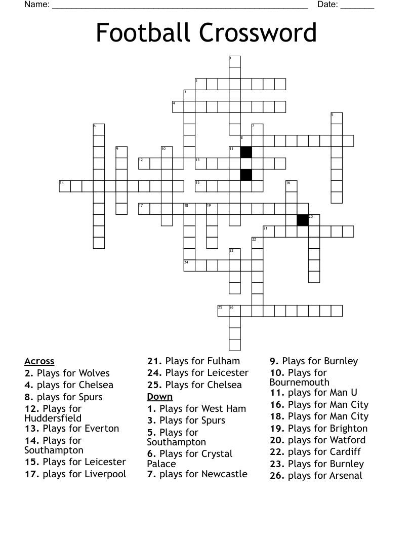 Football Crossword WordMint