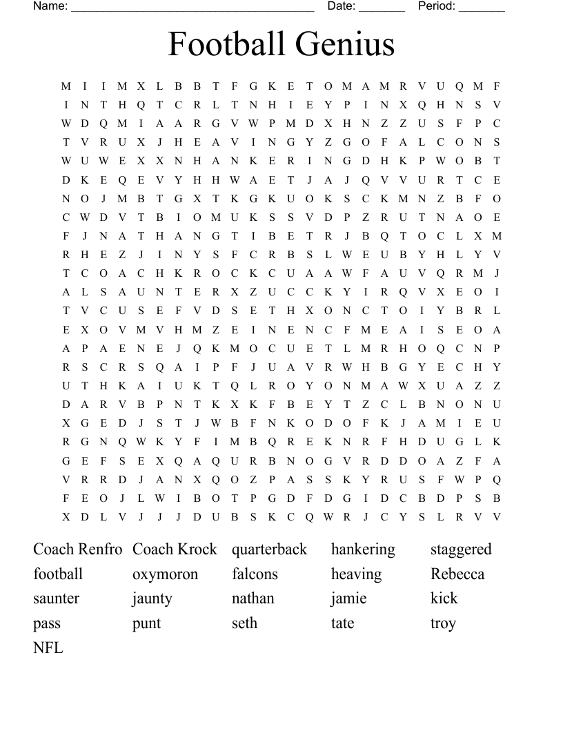 Football Genius Word Search WordMint