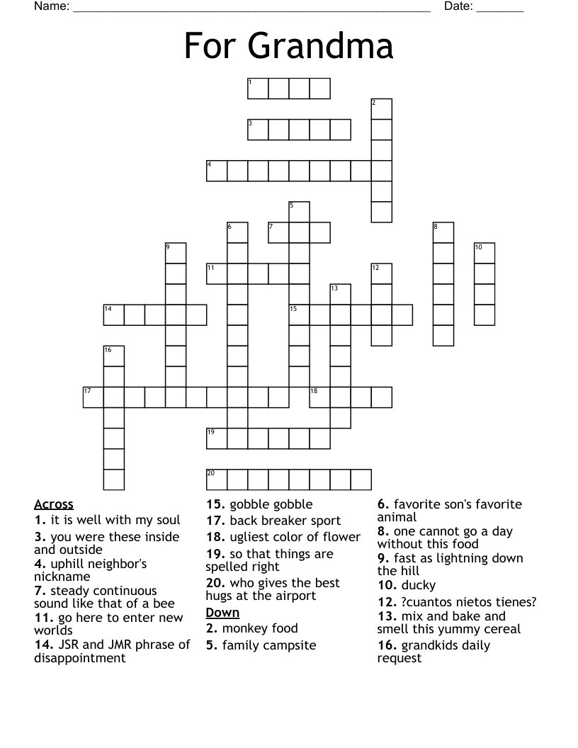 For Grandma Crossword WordMint
