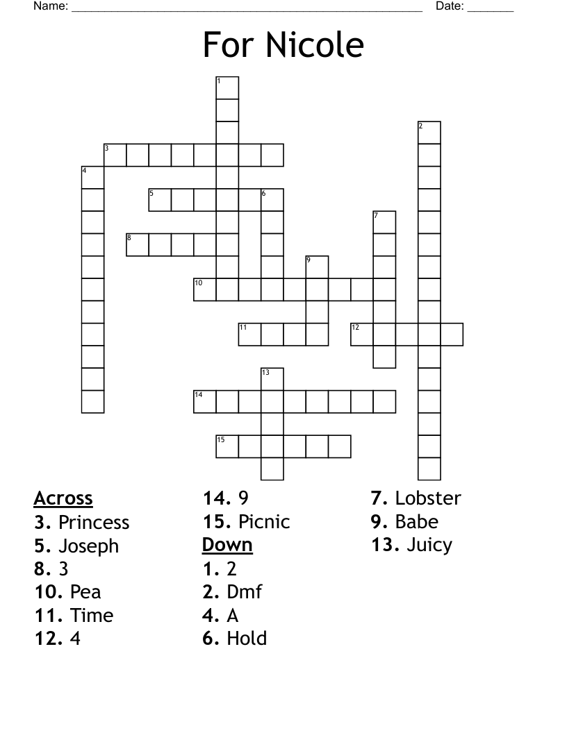 For Nicole Crossword WordMint