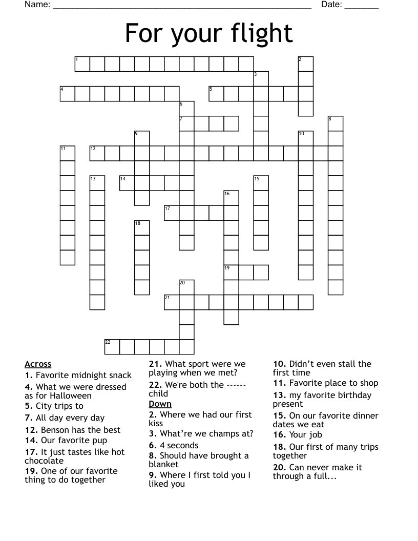 For your flight Crossword WordMint