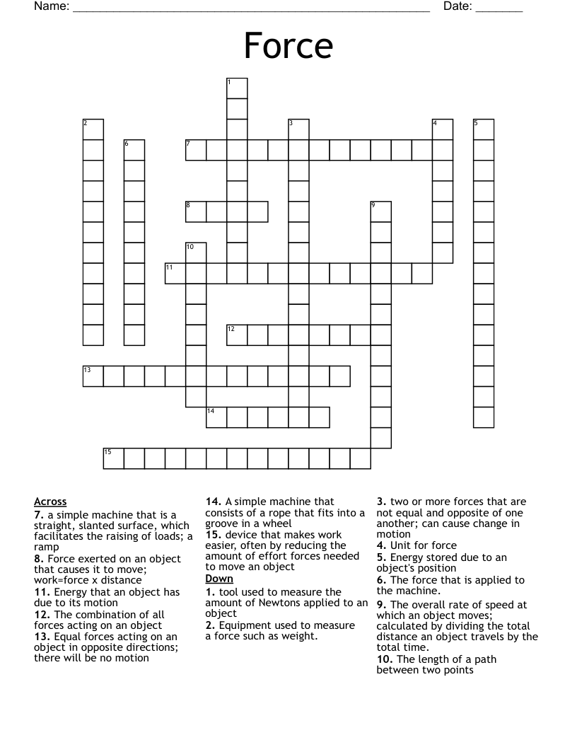 Force Crossword WordMint