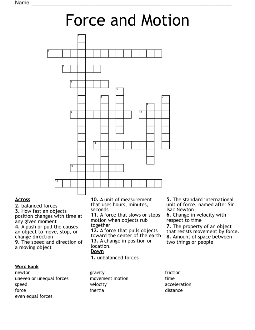Speed Units Crossword