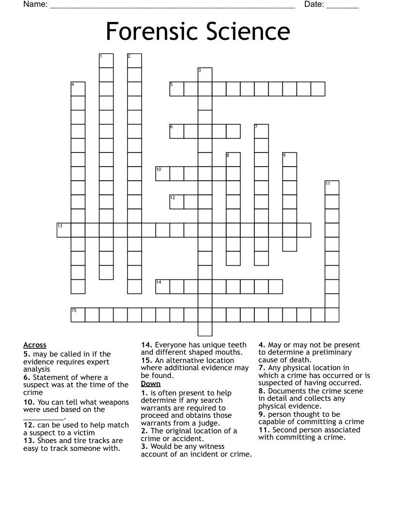 Forensic Science Crossword WordMint
