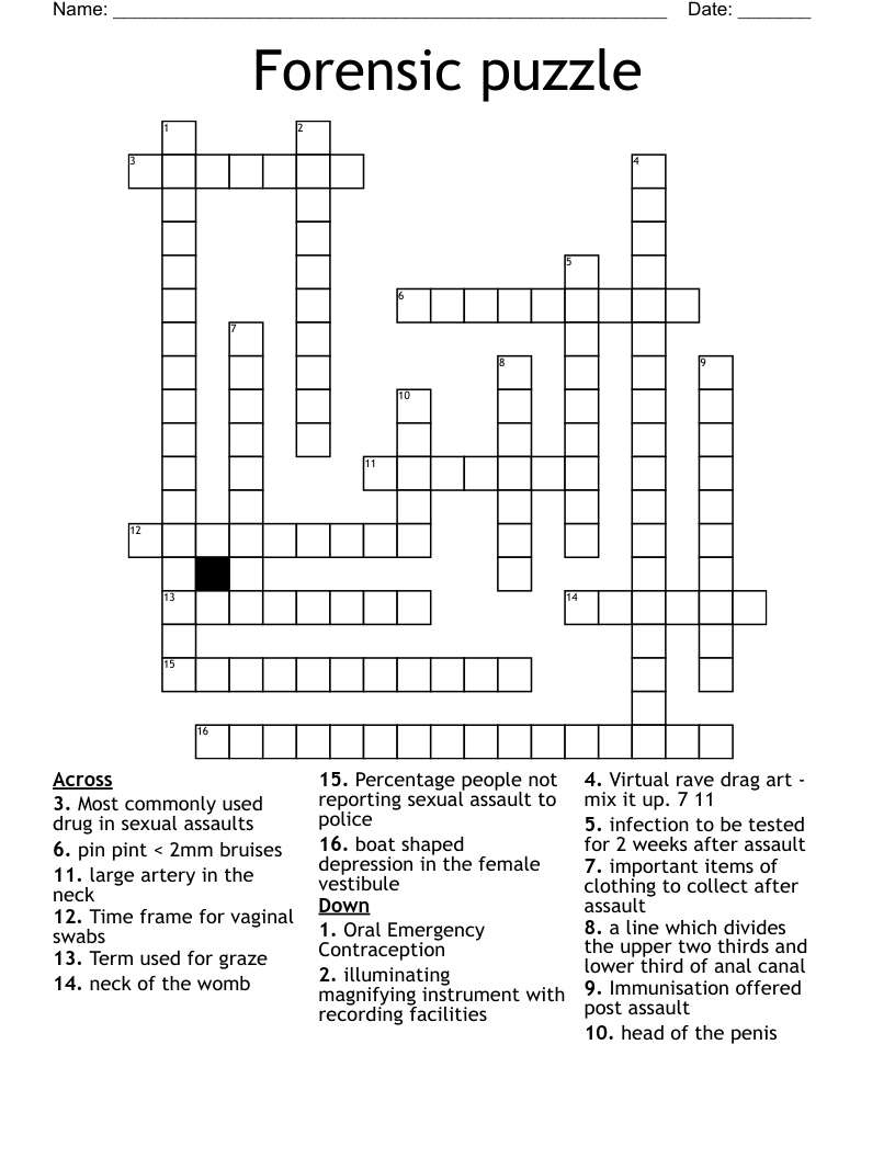 Forensic puzzle Crossword WordMint
