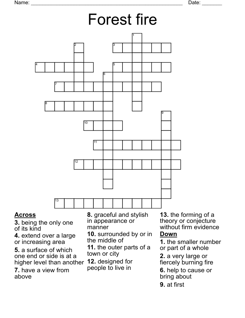 Forest fire Crossword WordMint
