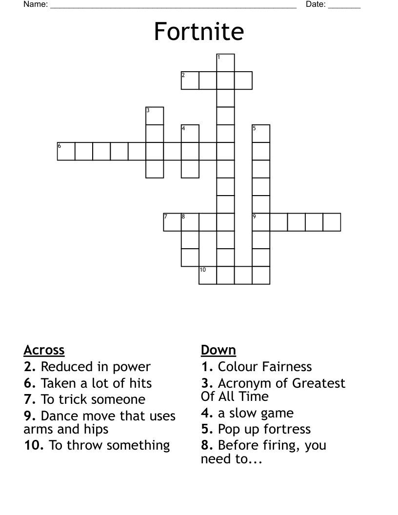 Fortnite Crossword WordMint