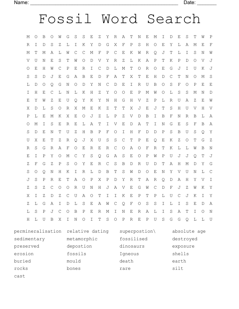 Similar to Fossil Word Search WordMint