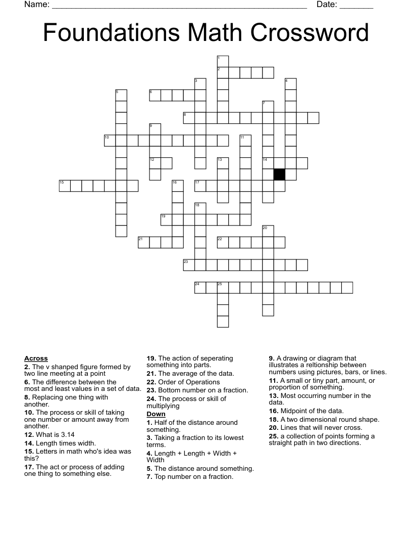 Foundations Math Crossword WordMint