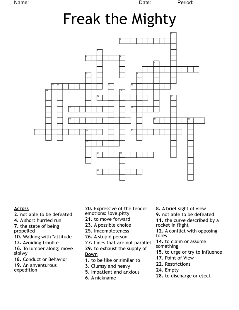 Freak the Mighty Wordsearch WordMint
