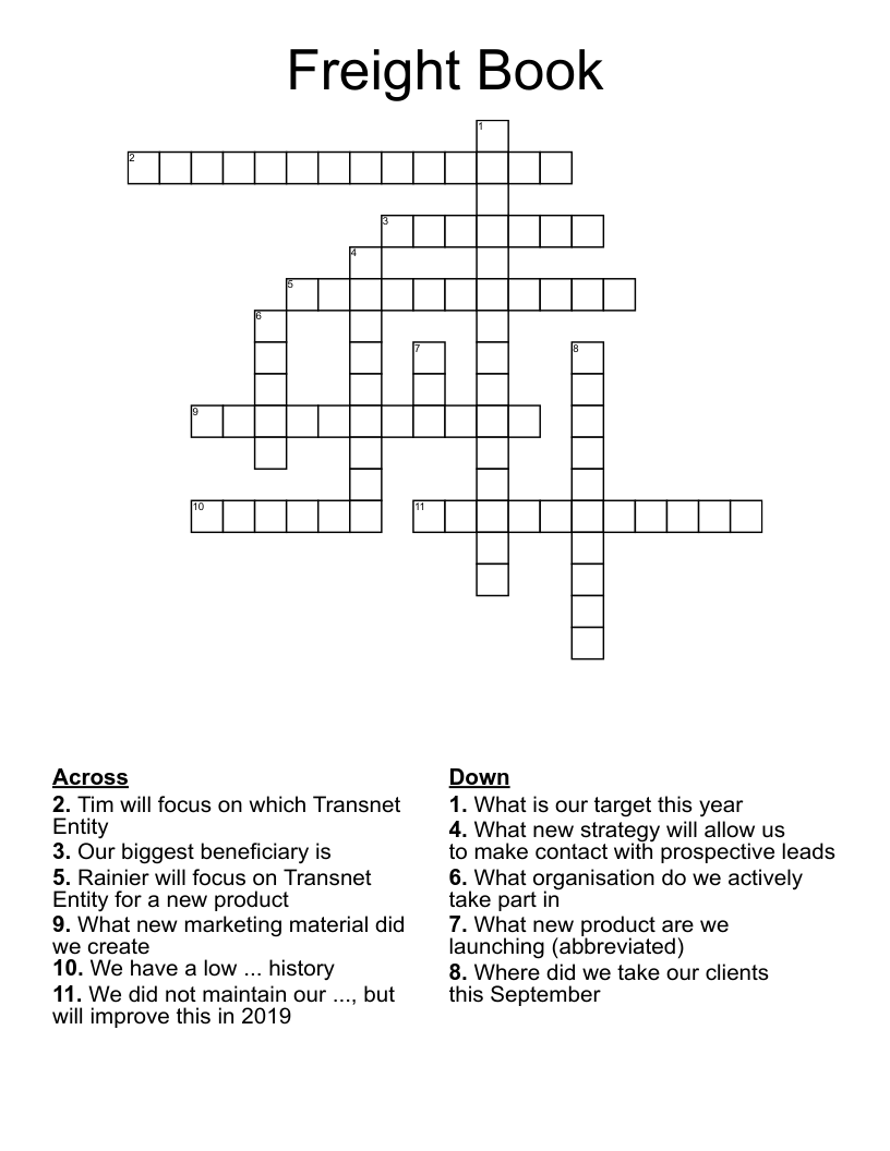 Freight Book Crossword WordMint