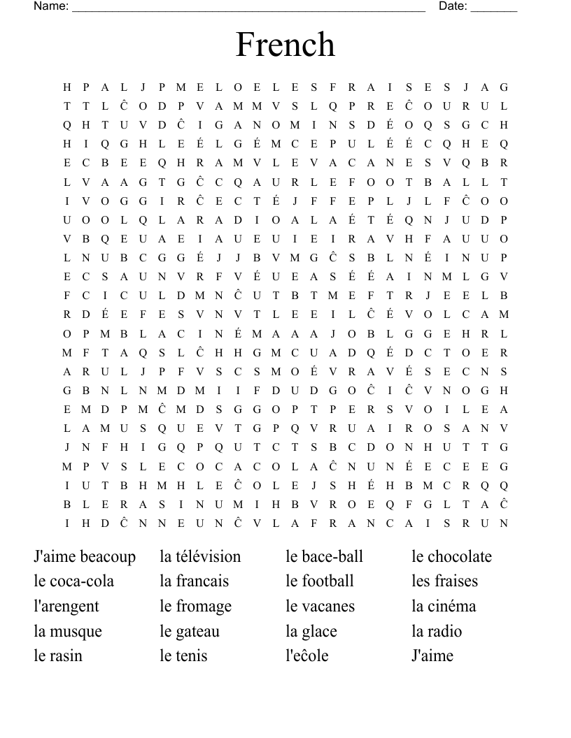 French Word Search WordMint