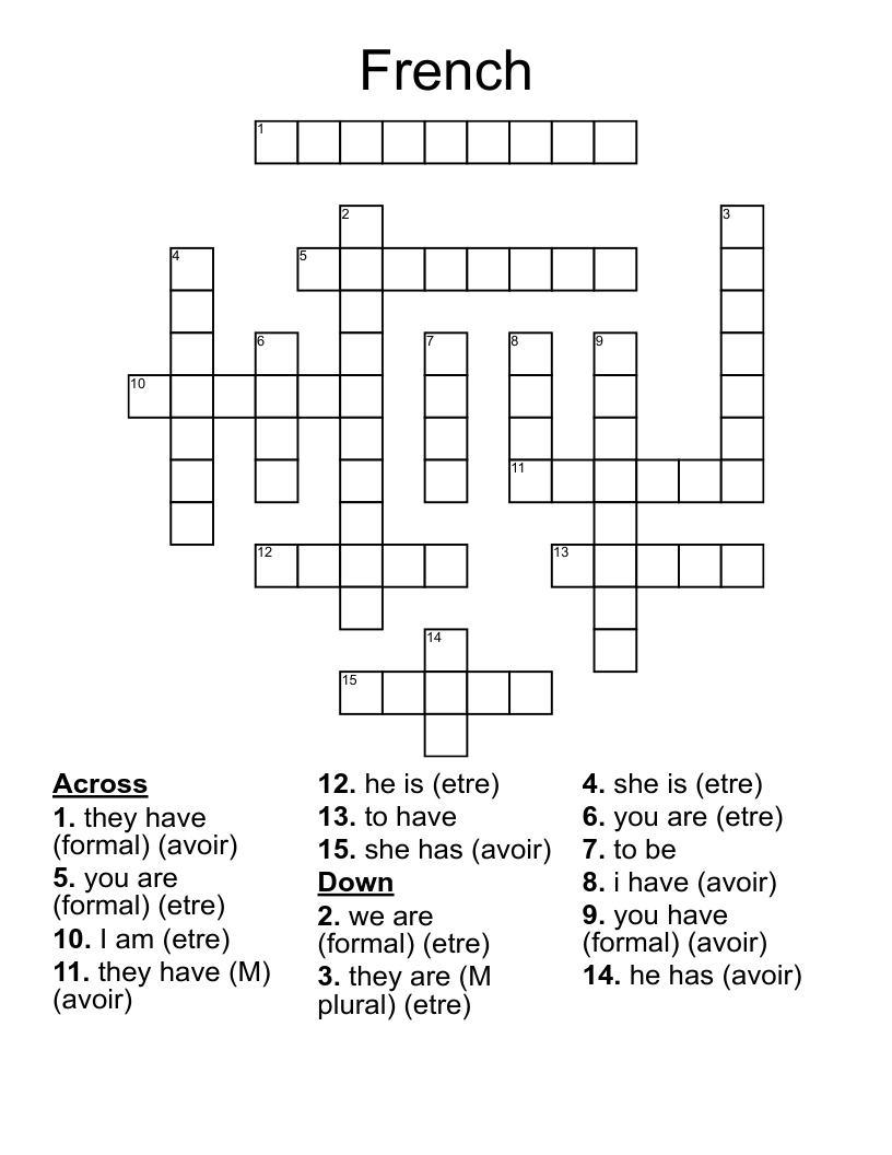 French Crossword WordMint
