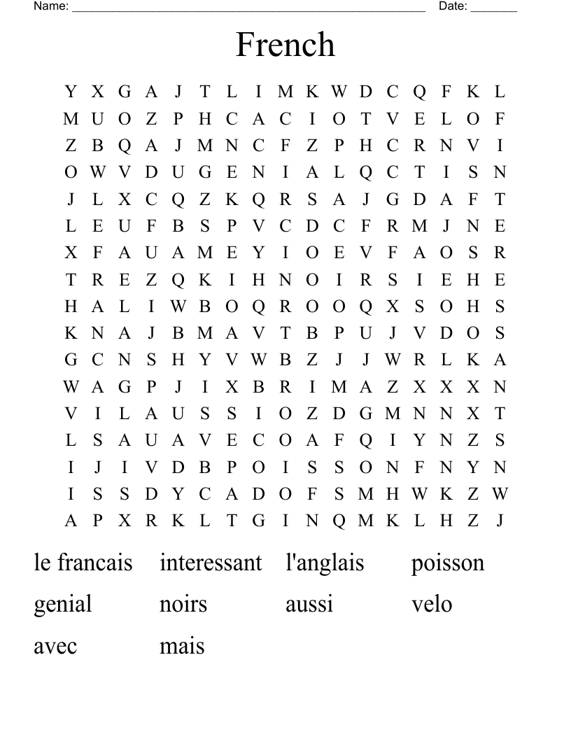 French Word Search WordMint
